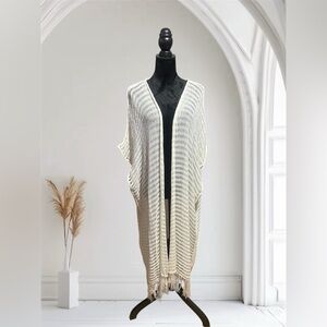 POL Cream Knit Fringe Cardigan